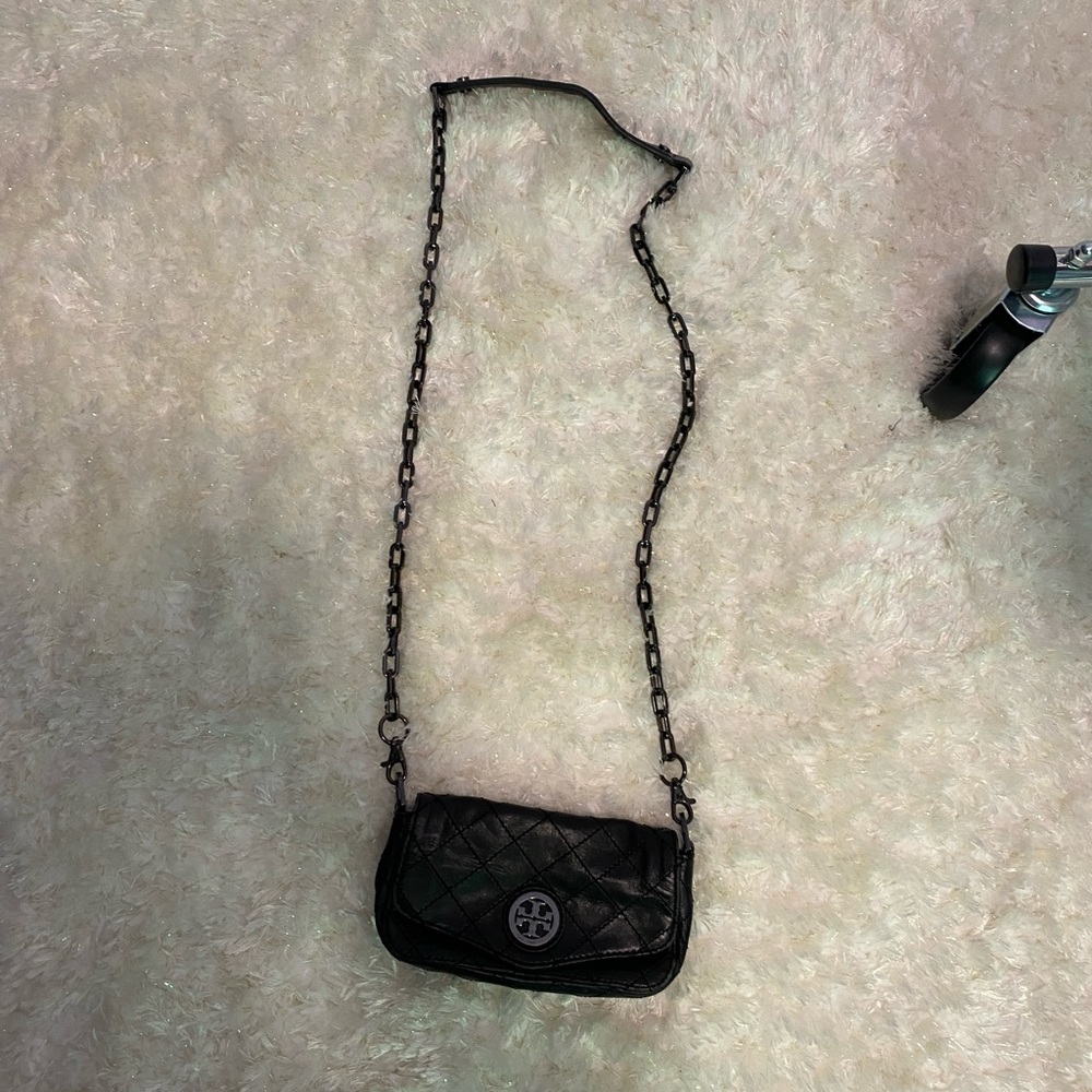 Tory Burch Black small “wallet sized” black leather Tory Burch bag.